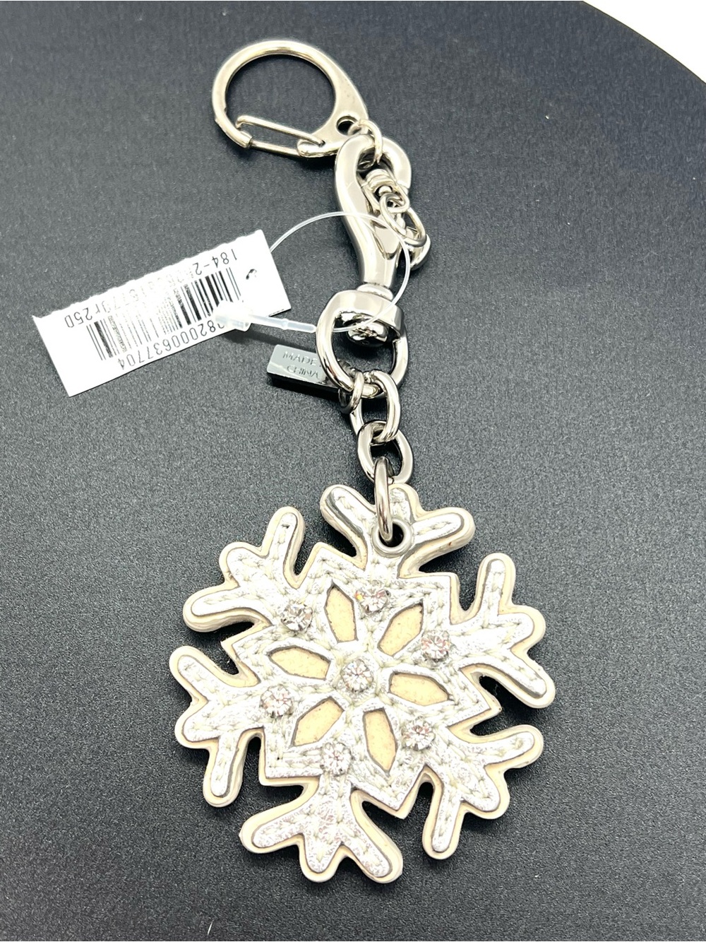 Coach Snowflake Cluster Crystal Bag Charm Keychain NWT Rare Holiday Silver